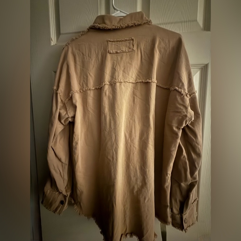 LA MIEL Brown Frayed Collar Shirt/jacket - Picture 9 of 11